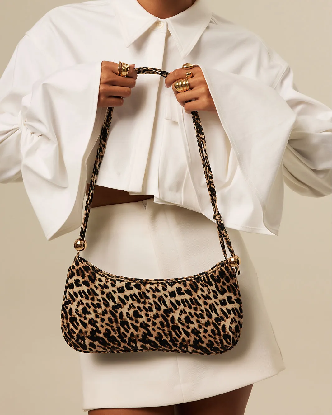 ROSABELLE SHOULDER BAG - LEOPARD SATIN