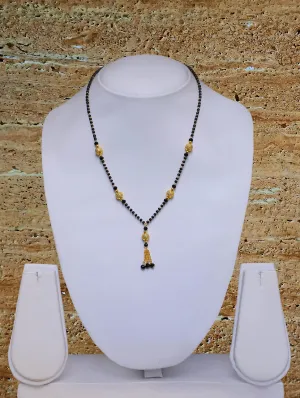 Short Mangalsutra Designs Gold Plated Latest 3 Ball Pendant Latkan 17 Inches Mangalsutra