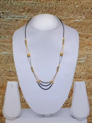 Short Mangalsutra Designs Gold Plated Latest 3 Layer Black Beads 20 Inches Mangalsutra