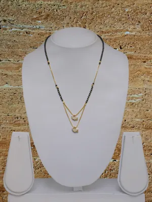 Short Mangalsutra Designs Gold Plated Latest American Diamond Swan Animal Bird Pendant 20 Inches Mangalsutra