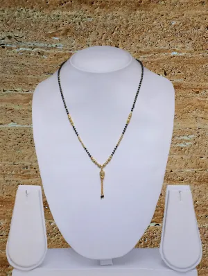 Short Mangalsutra Designs Gold Plated Latest Black Bead Golden Mani Latkan 18 Inches Mangalsutra