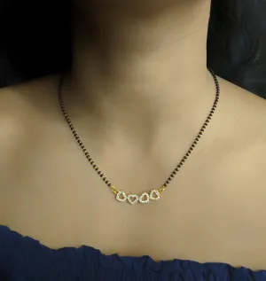 Short Mangalsutra Designs Gold Plated Latest Heart Pendant Stone 2 Layer Mangalsutra