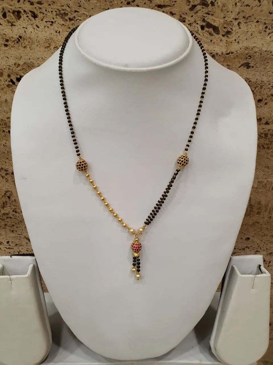 Short Mangalsutra Designs Gold Plated Latest Multicolor Beads Latkan Mangalsutra