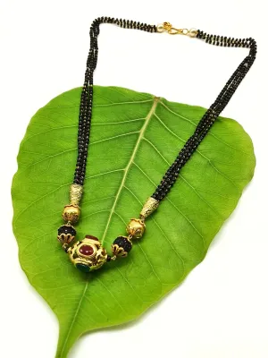 Short Mangalsutra Designs Gold Plated Latest Multicolor Beads Stone Pendant 20-Inch Length Mangalsutra