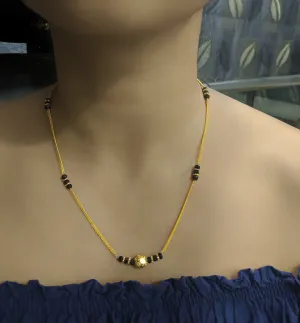 Short Mangalsutra Designs Gold Plated Latest Round Mani Pendant Single Line Mangalsutra