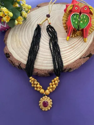 Short Mangalsutra Designs Gold Plated Latest Thushi Kolhapuri Mangalsutra