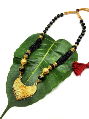 Short Mangalsutra Designs Gold Plated Latest Traditional Big Black Bead Multi Strand Layer Mangalsutra