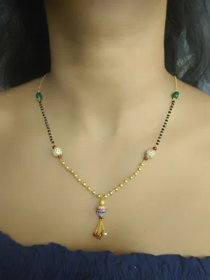 Short Mangalsutra Designs Gold Plated Latest Women's Pride Multicolor Mani Mangalsutra