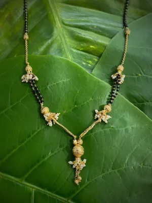 Short Mangalsutra Designs Gold Plated Latkan Pendant with Moti Beads (20 Inches)