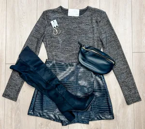Shoulder Pad Metallic Body Suit