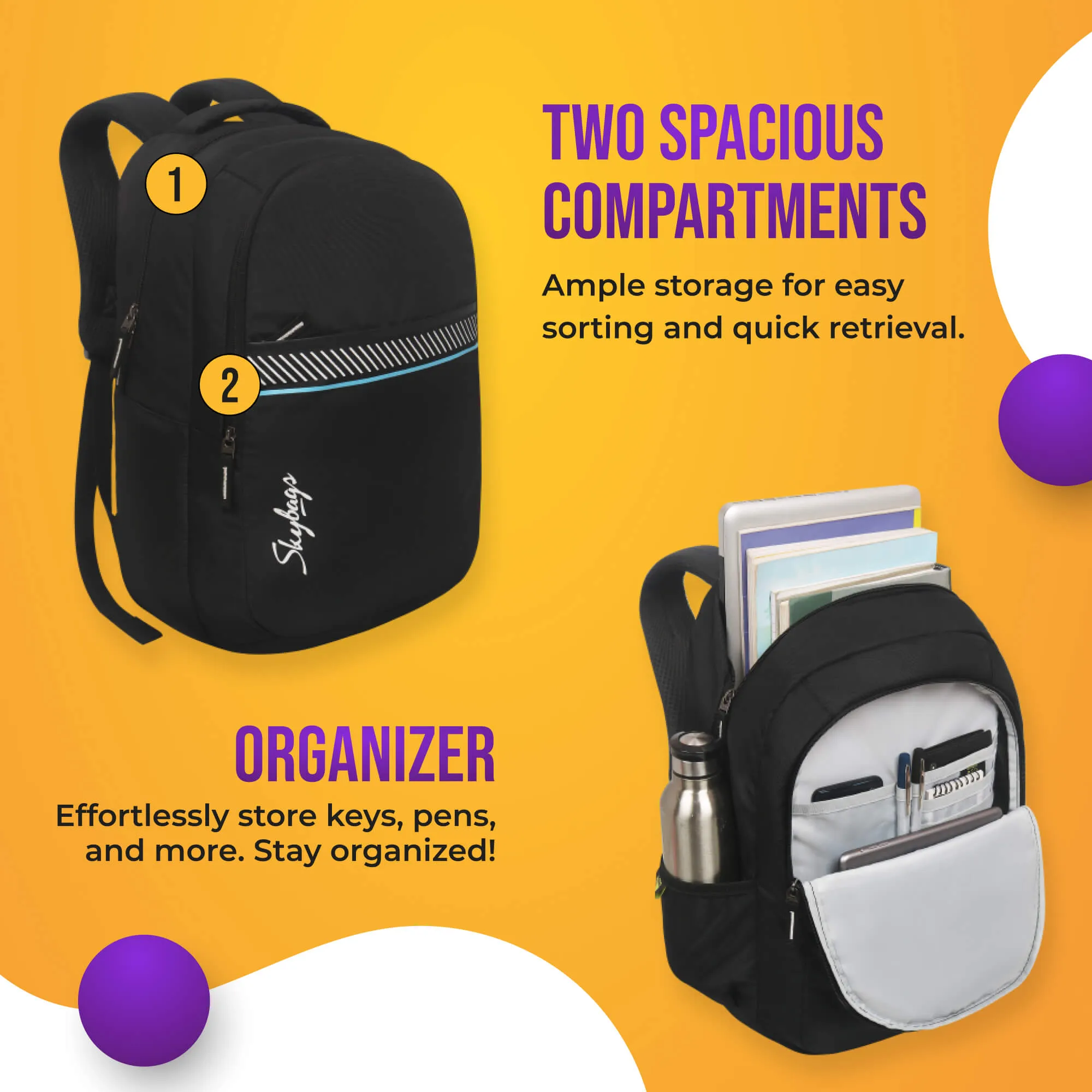 Skybags Xeno 01  Laptop Backpack (E) Black