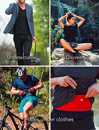 Stashbandz Unisex Running Belt Waist Pack, Travel Money Belt, Fanny Pack, 3 Large Security Pockets Plus 1 Zippered Pocket Fits Phones Passport and More, Extra Wide Spandex, USA Made