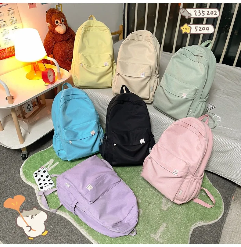 Sweet Soft Solid Color Large Capacity Backpacks