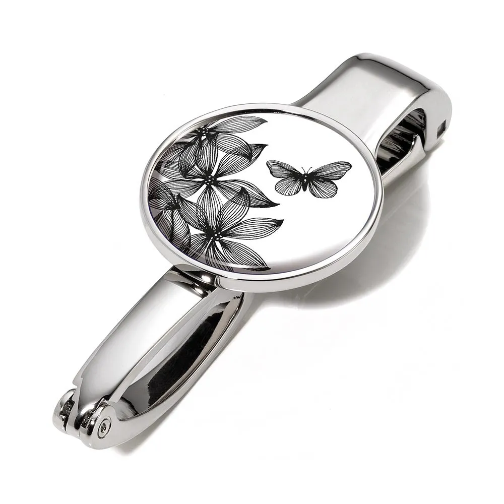 Troika Handbag Holder and Bag Clip - Black Flowers