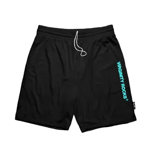 Virginity Rocks Registered Black Mesh Shorts