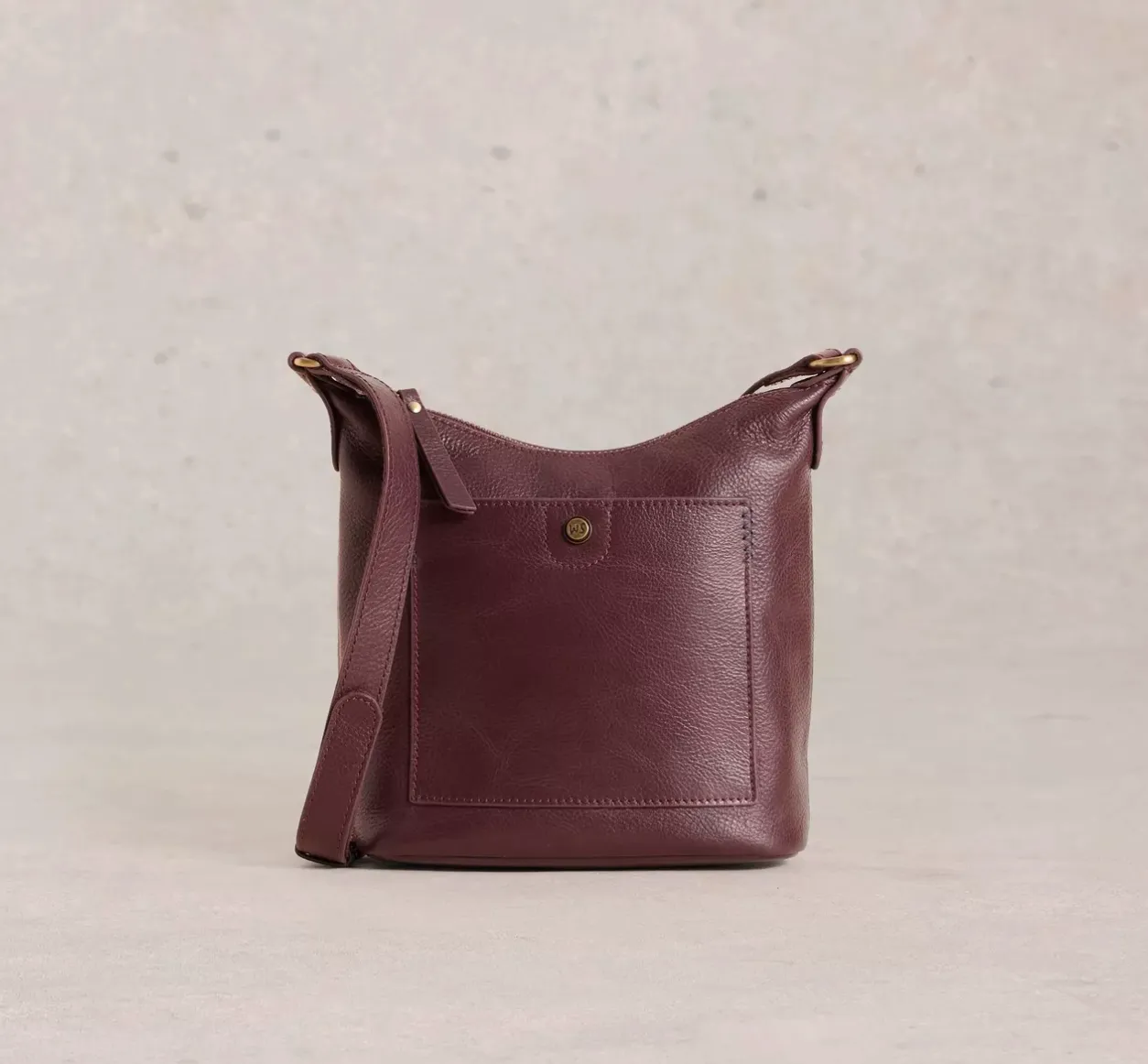 White Stuff UK Mini Fern Leather Crossbody Dark Plum