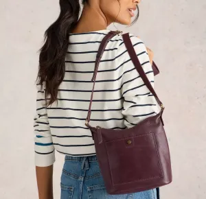White Stuff UK Mini Fern Leather Crossbody Dark Plum