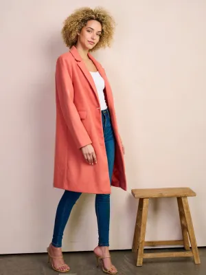 WOMEN'S LONG SLEEVE BUTTON CLOSURE POCKETS COAT