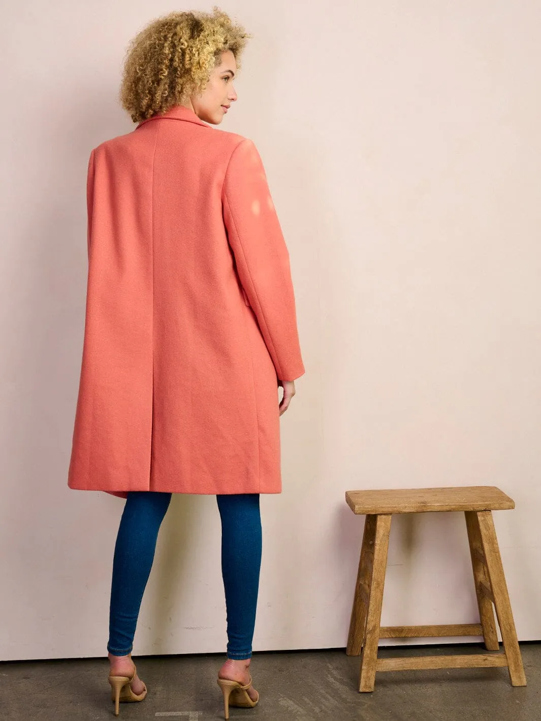 WOMEN'S LONG SLEEVE BUTTON CLOSURE POCKETS COAT