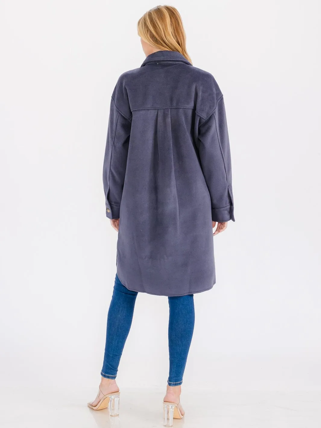 WOMEN'S LONG SLEEVE BUTTON UP FRONT POCKETS LONG COAT