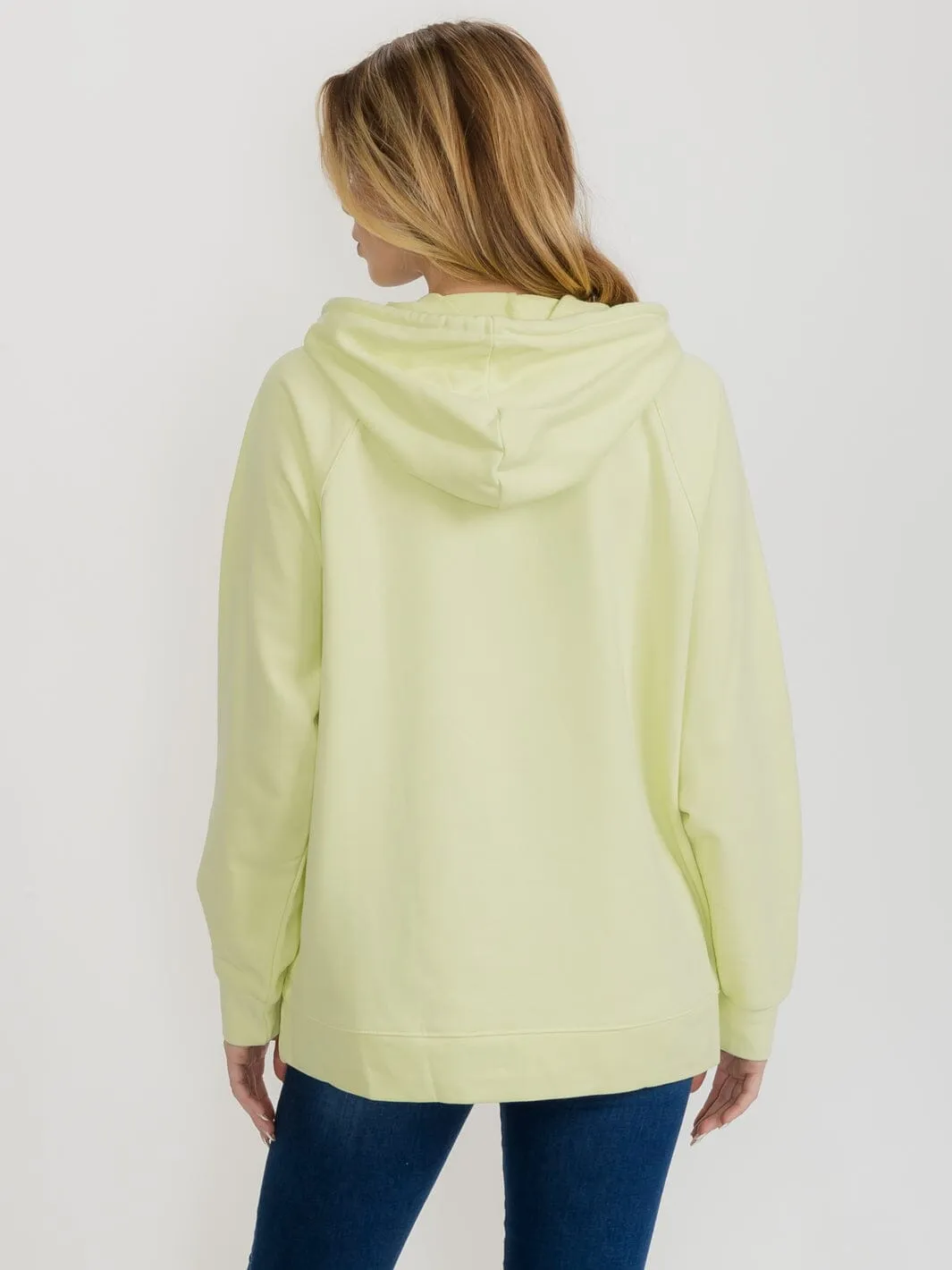 WOMEN'S LONG SLEEVE FRONT POCKETS HOODED GRAPHIC PULLOVER SWEATER