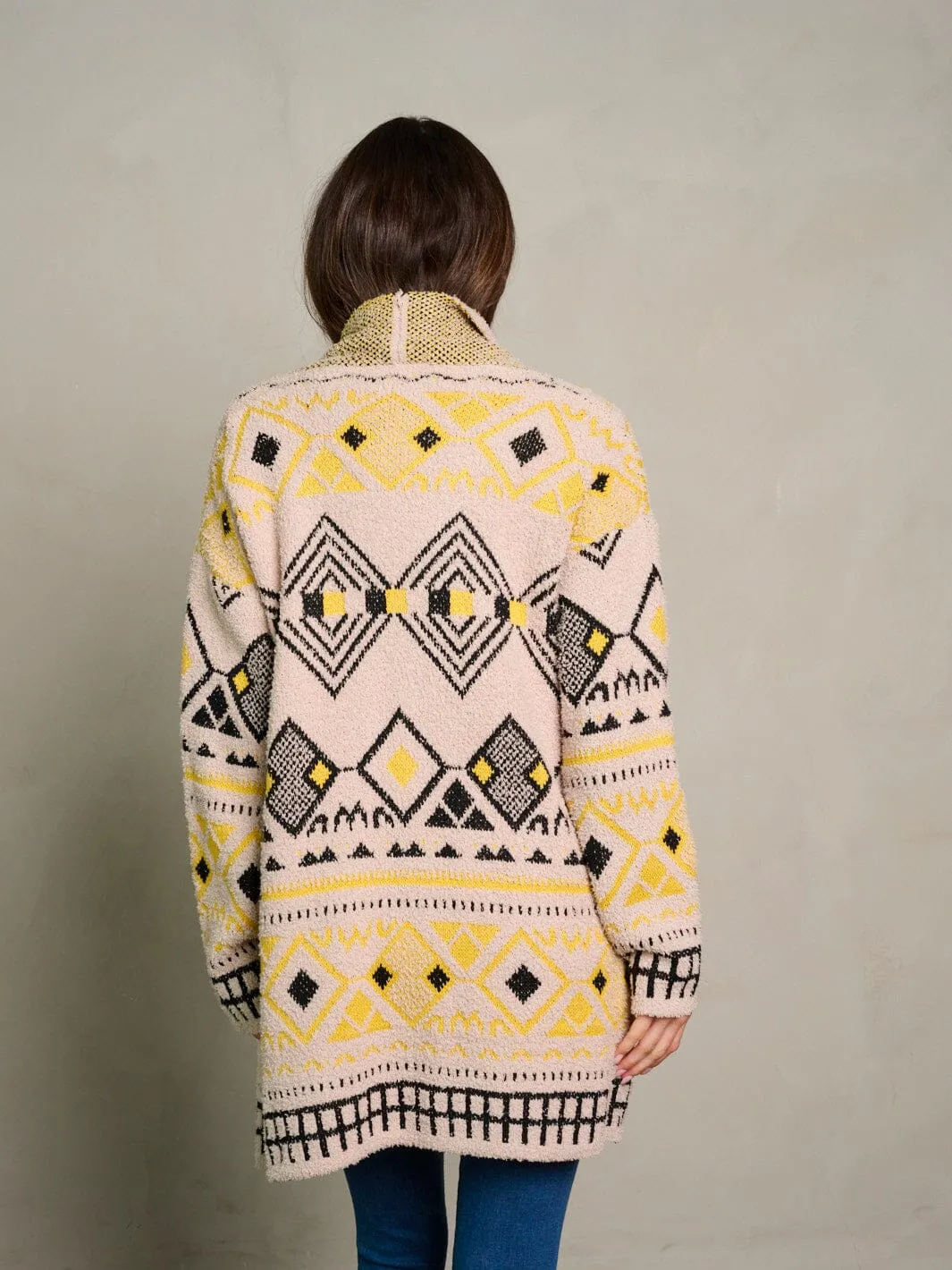 WOMEN'S LONG SLEEVE OPEN FRONT POCKETS COLORBLOCK CARDIGAN