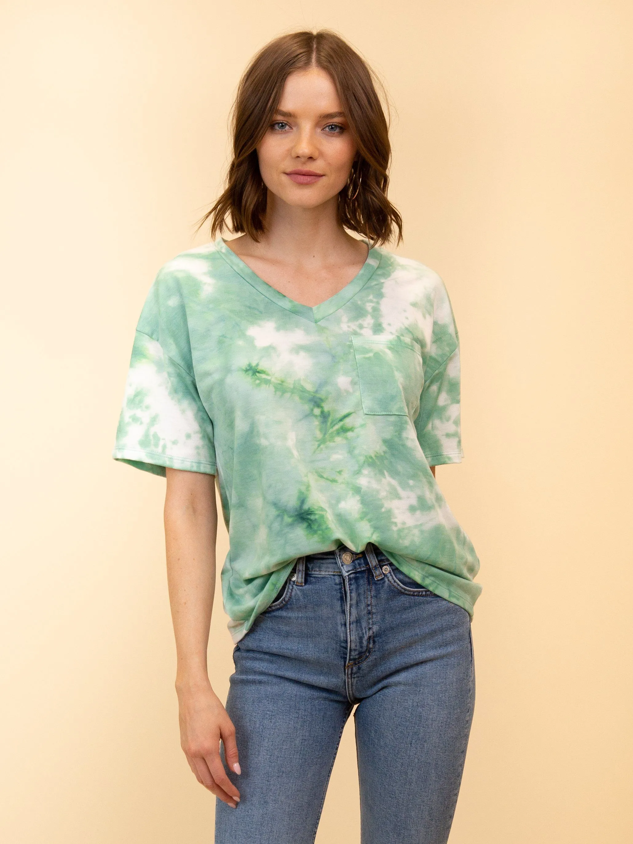 WOMEN'S V-NECK TIE DYE TOP