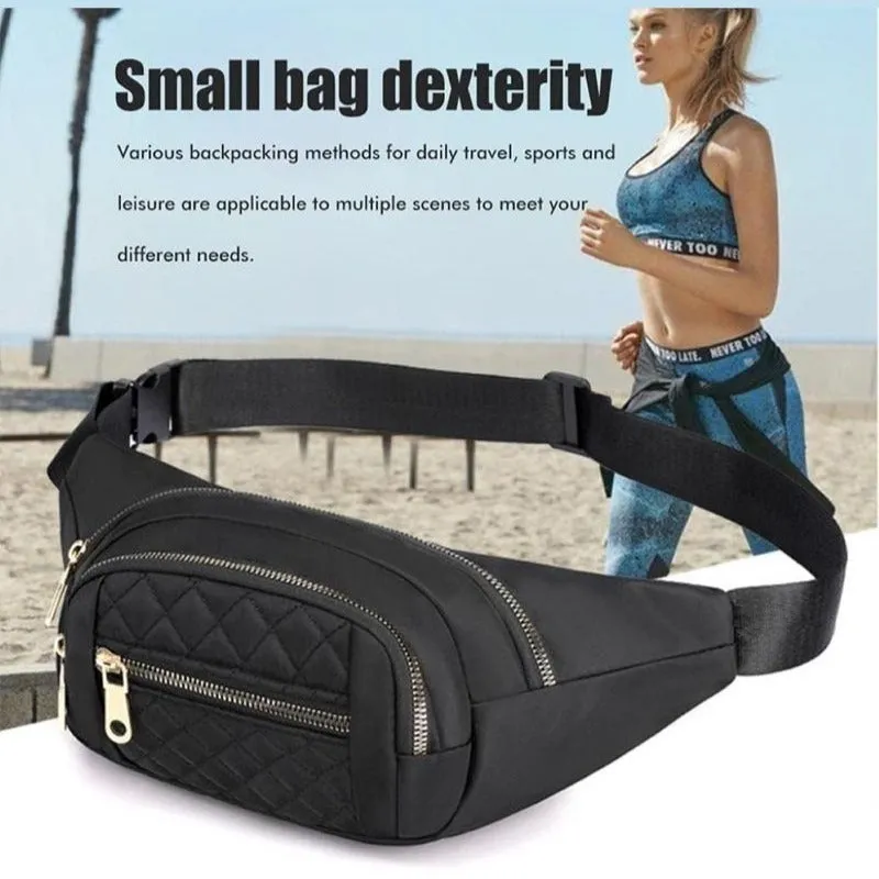 Zenana Purple Quilted Multi Pocket Waist Belt Bag U-239