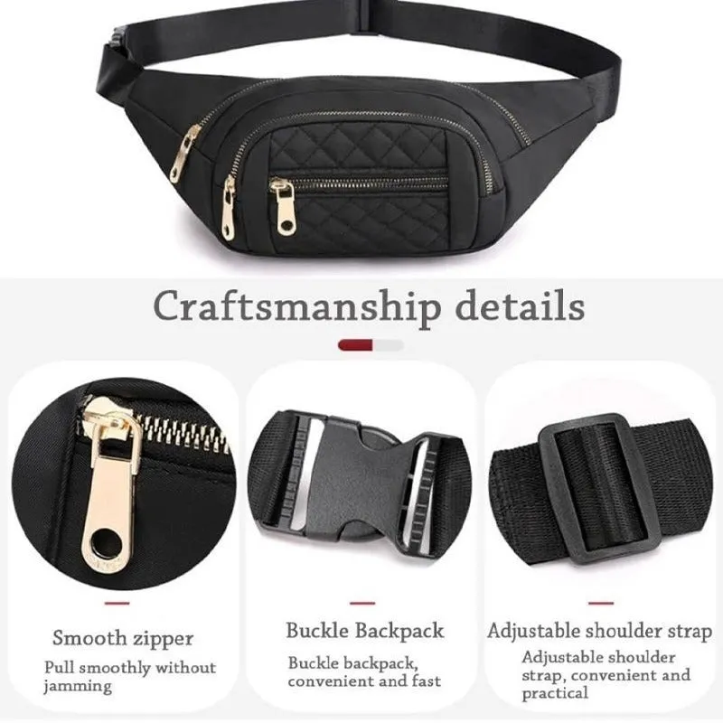 Zenana Purple Quilted Multi Pocket Waist Belt Bag U-239