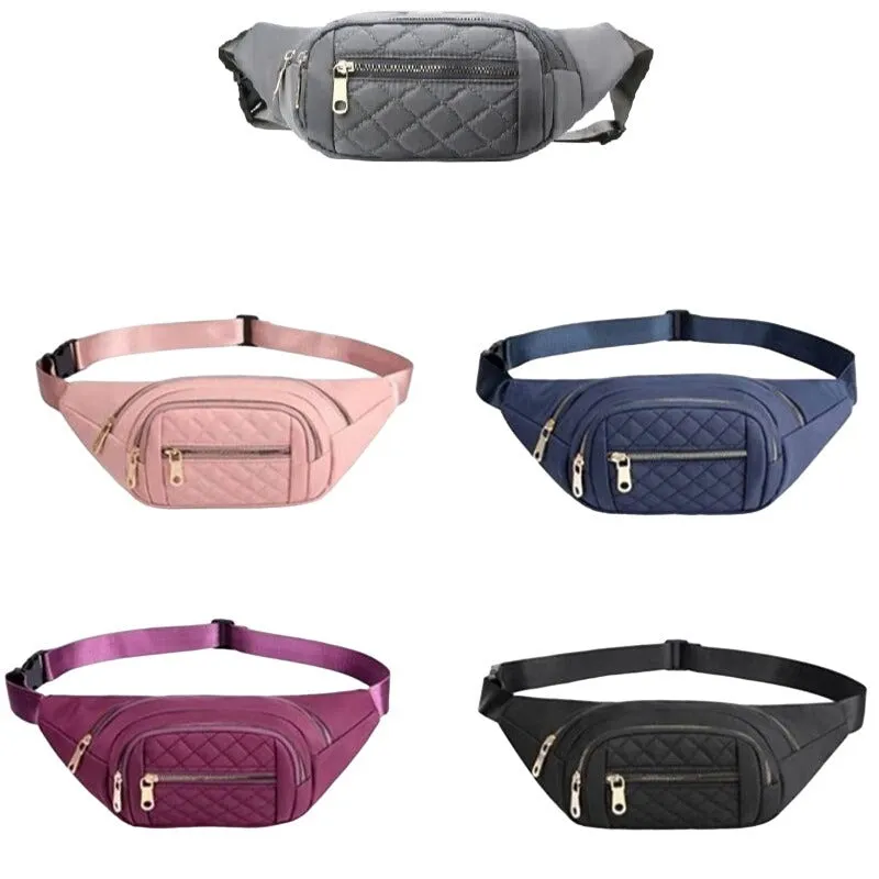 Zenana Purple Quilted Multi Pocket Waist Belt Bag U-239