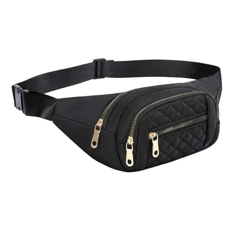 Zenana Purple Quilted Multi Pocket Waist Belt Bag U-239