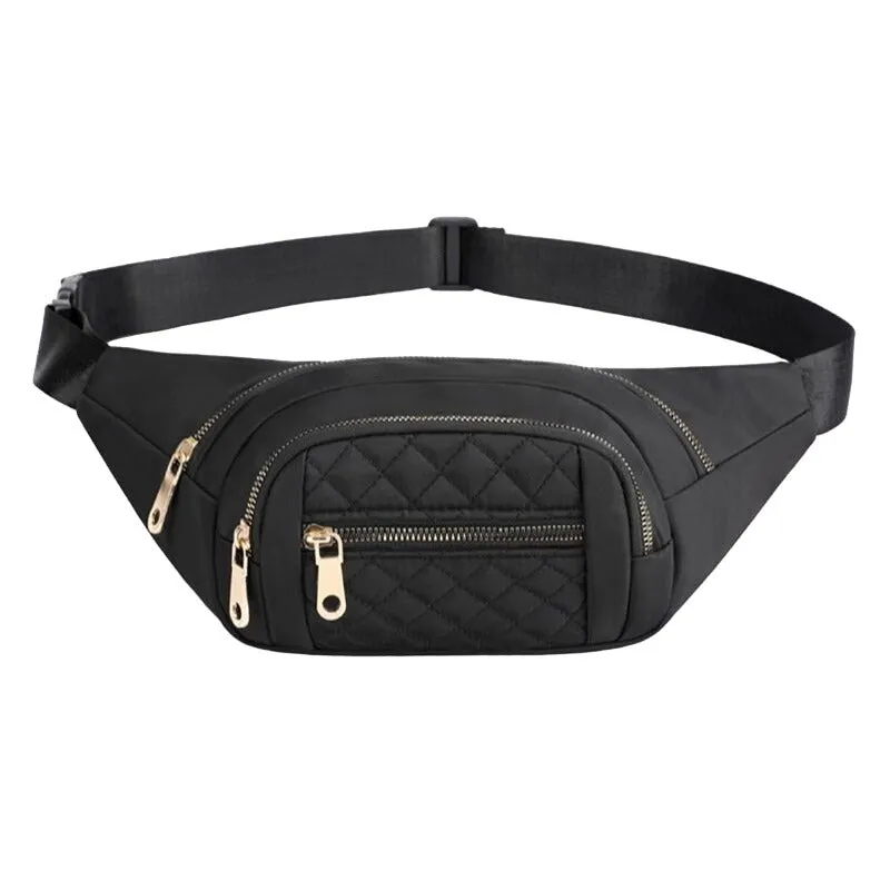 Zenana Purple Quilted Multi Pocket Waist Belt Bag U-239