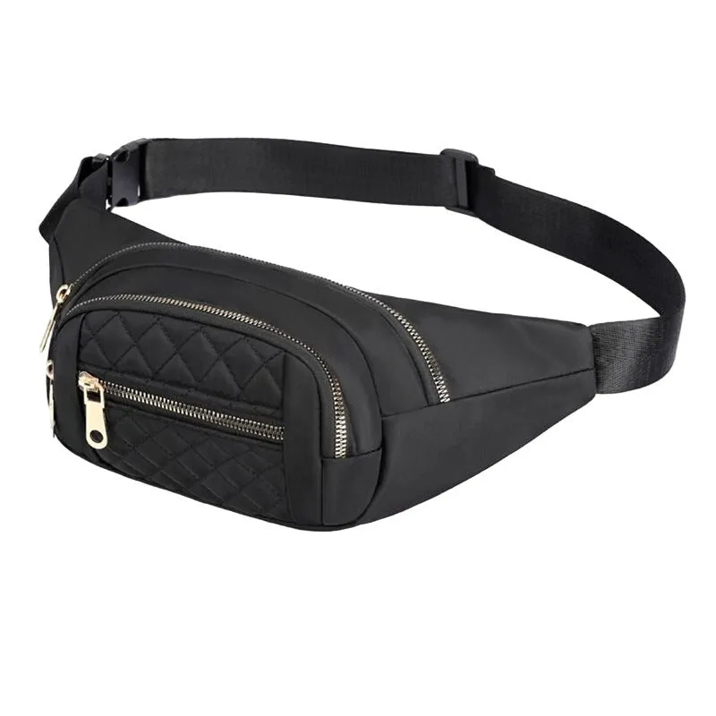 Zenana Purple Quilted Multi Pocket Waist Belt Bag U-239